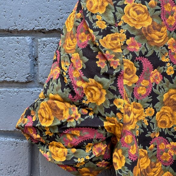 True Vintage 60s 70 La Donna Brown Floral Paisley Dress Suit Jacket Blazer Sz 10 - Picture 8 of 11